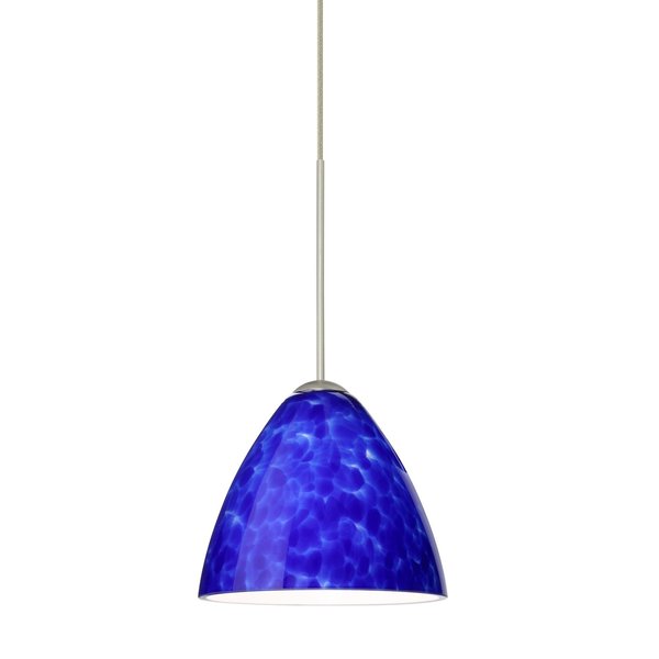 Besa Lighting Mia Cord Pendant, Blue Cloud, Satin Nickel Finish, 1x50W Halogen 1XT-177986-SN